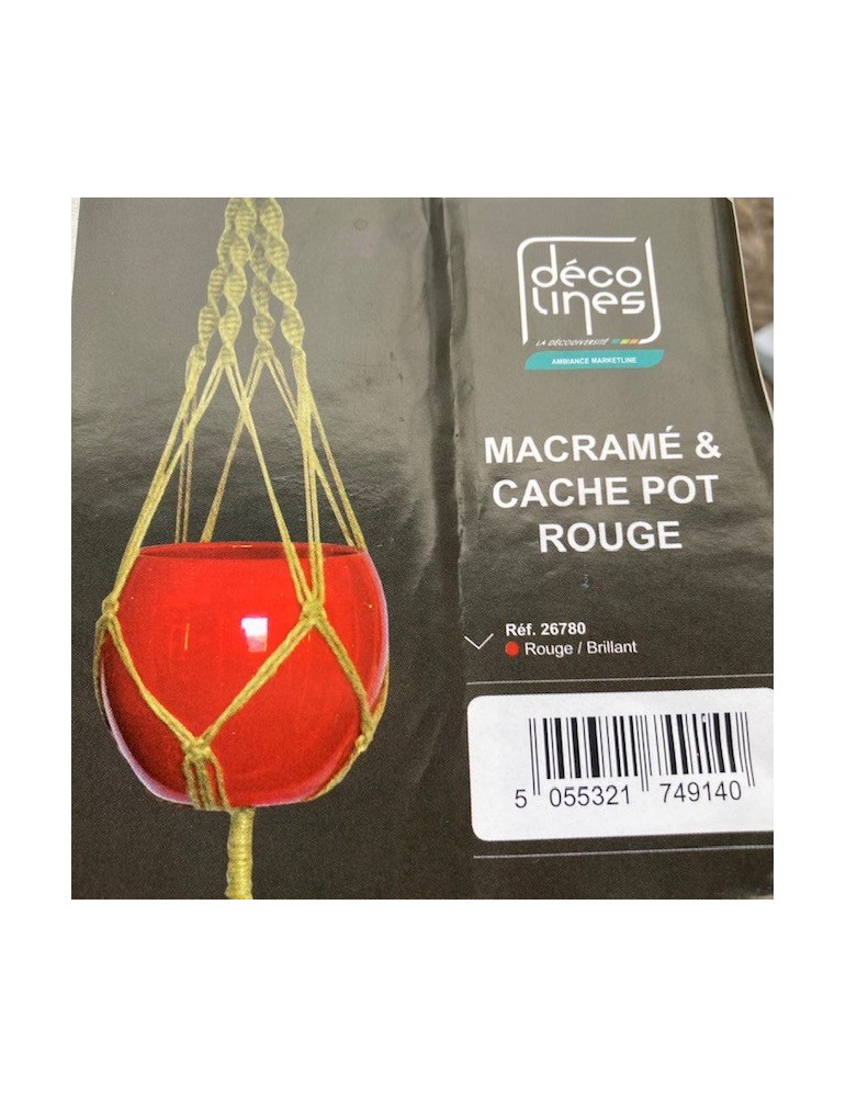 Macramé et cache pot rouge