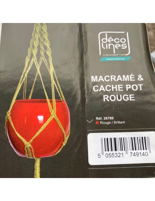 Macramé et cache pot rouge