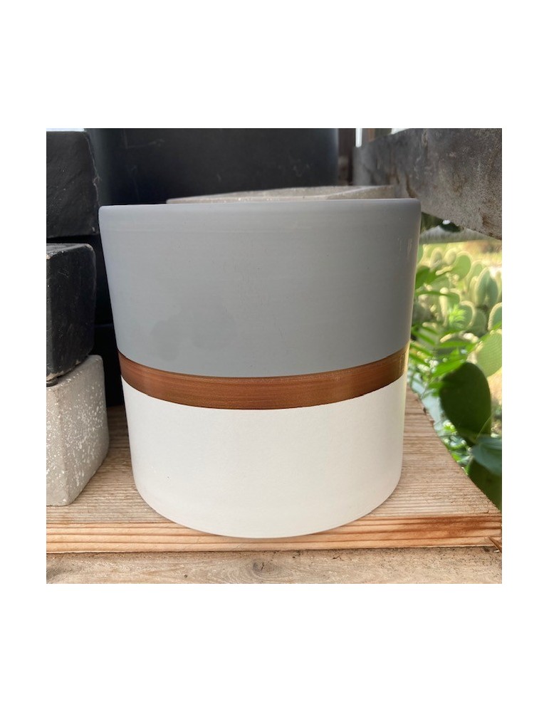 Bicolo cache pot blanc 17x16