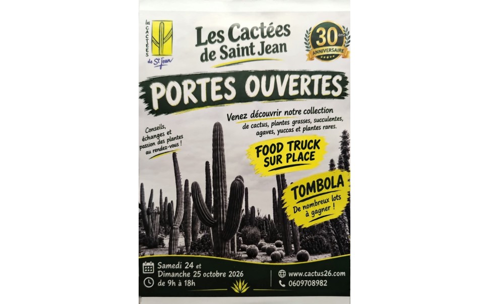 Portes ouvertes 24 et 25 octobre ! 30 ans ! Tombola gratuite !